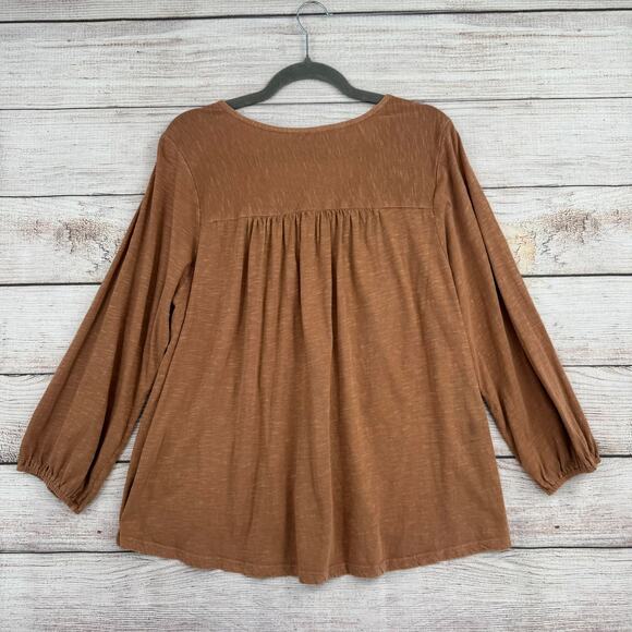 Lot of 2 Lucky Tops Womens XL Cream Brown Thermal Henley Button Down - Picture 8 of 16